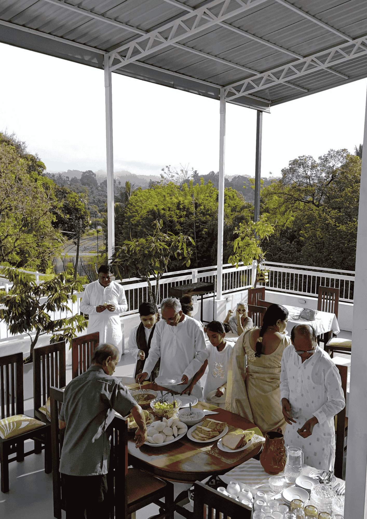 Eating at the restaurant